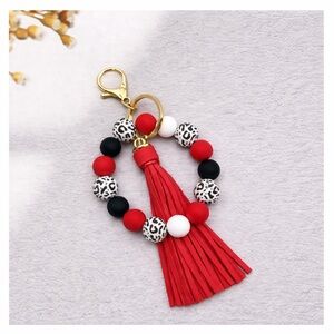 Stylish Silicone Beaded Tassel Keychain Wristlet 🤩2/$15